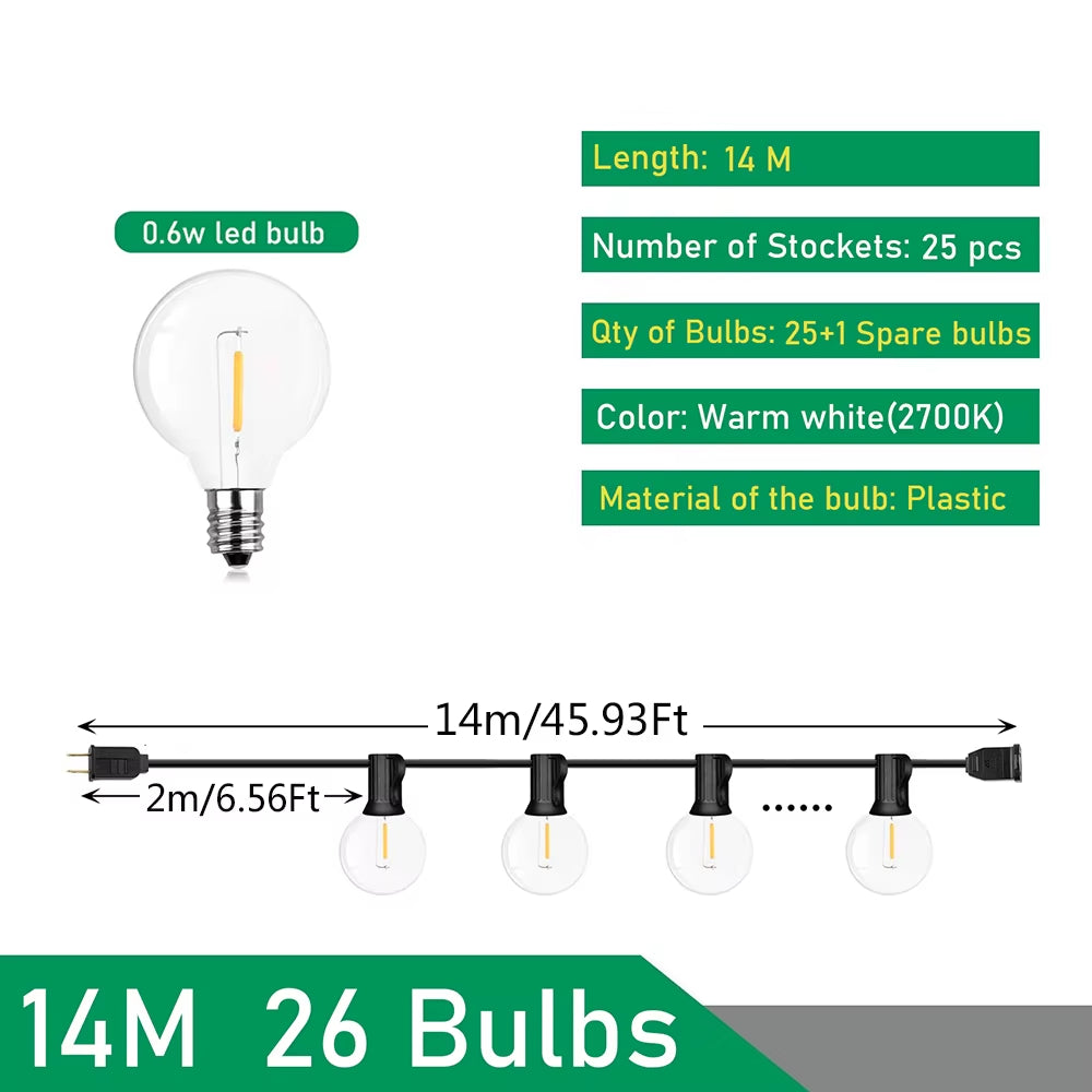 LED G40 Fairy Lights – Street, Patio & Outdoor Event Lighting
