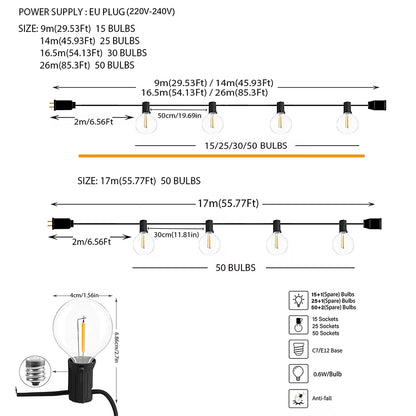 LED G40 Fairy Lights – Street, Patio & Outdoor Event Lighting