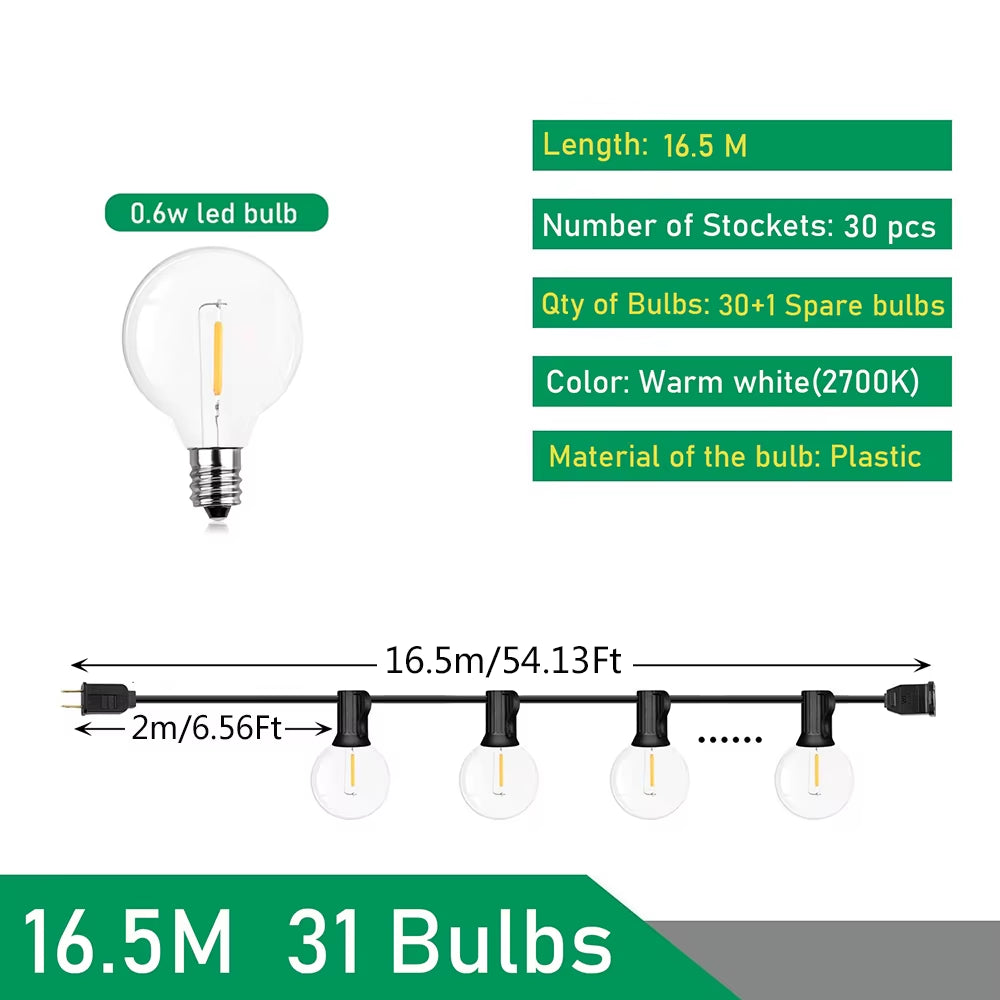 LED G40 Fairy Lights – Street, Patio & Outdoor Event Lighting