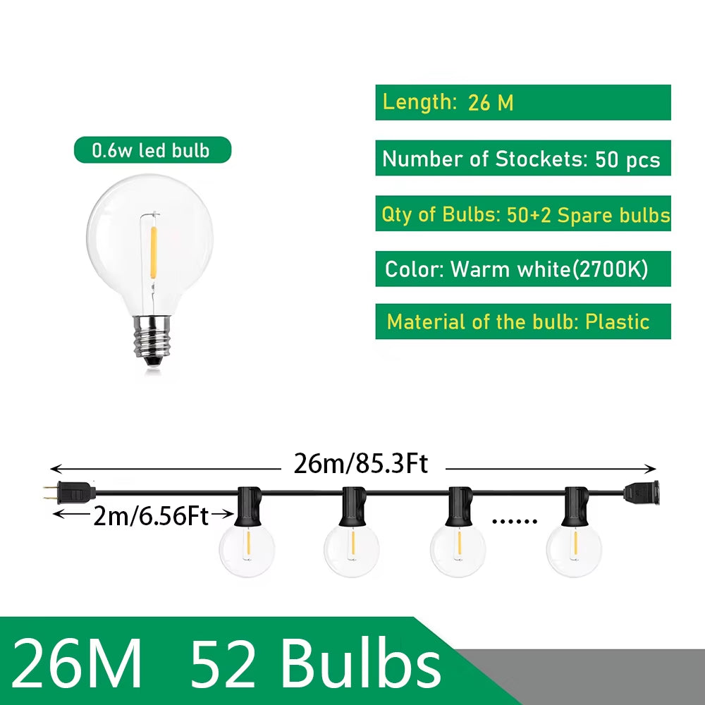 LED G40 Fairy Lights – Street, Patio & Outdoor Event Lighting
